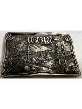 Vintage Colorado Belt Buckle By Bergamot Brass Works For Dix Leather Co., Denver